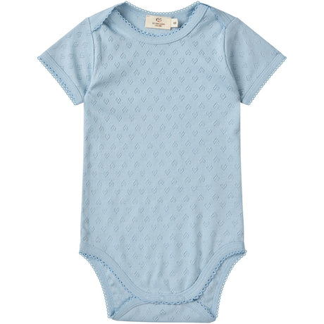 COPENHAGEN COLORS Dusty Blue Pointelle Heart Lapneck Body Ss