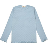 COPENHAGEN COLORS Dusty Blue Pointelle Heart Ls Tee