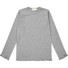 COPENHAGEN COLORS Grey Mel. Pointelle Heart Ls Tee