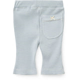 COPENHAGEN COLORS Dusty Blue Stripe Stripe Modal Rib Flare Pant W. Picot & Bow