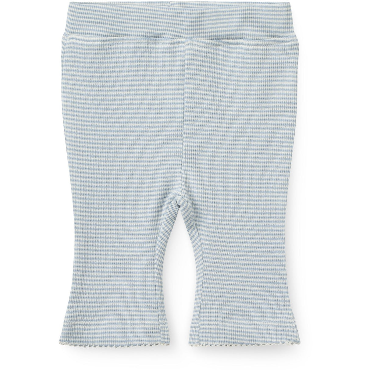 COPENHAGEN COLORS Dusty Blue Stripe Stripe Modal Rib Flare Pant W. Picot & Bow