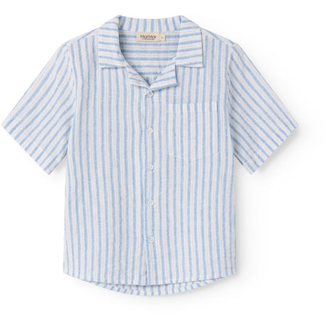 MarMar Cotton Linen Surf Blue Stripe Tage Shirt