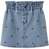 Lil'Atelier Medium Blue Denim Cherry Nmfdeva Loose Dnm Emb Skirt 2024-Es Lil