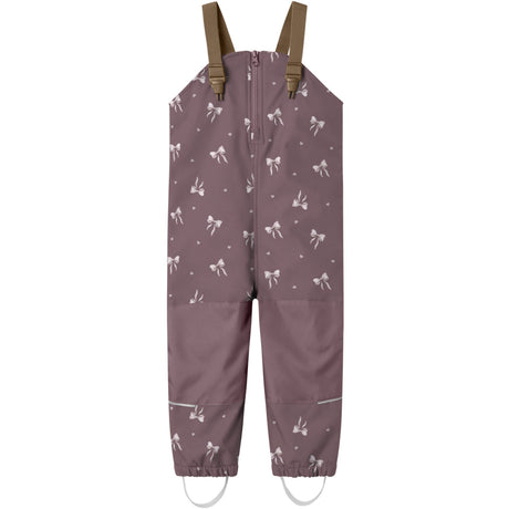 Name It Wistful Mauve Heart Bow Nmfalfa08 Softshell Bib Pants AOP Fo