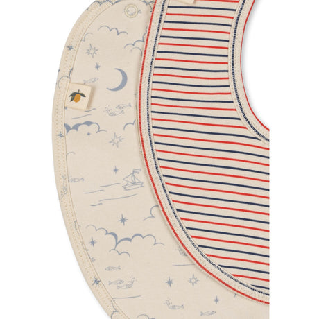 Konges Sløjd Stripe Tricolore Petit/Cielo Marino Basic 2 Pack Bibs