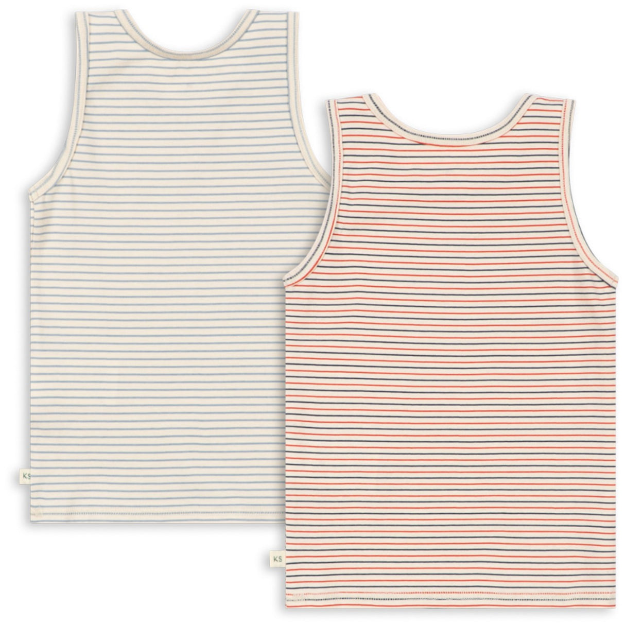 Konges Sløjd Stripe Bluie/Stripe Tricolore Petit Basic 2 Pack Tank Tops Gots