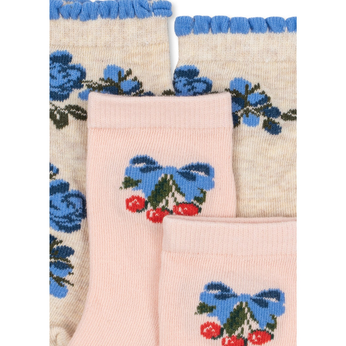 Konges Sløjd Amarena/Tramonto 2 Pack Flower And Cherry Jacquard Socks