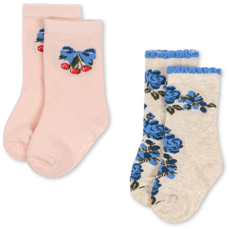 Konges Sløjd Amarena/Tramonto 2 Pack Flower And Cherry Jacquard Socks