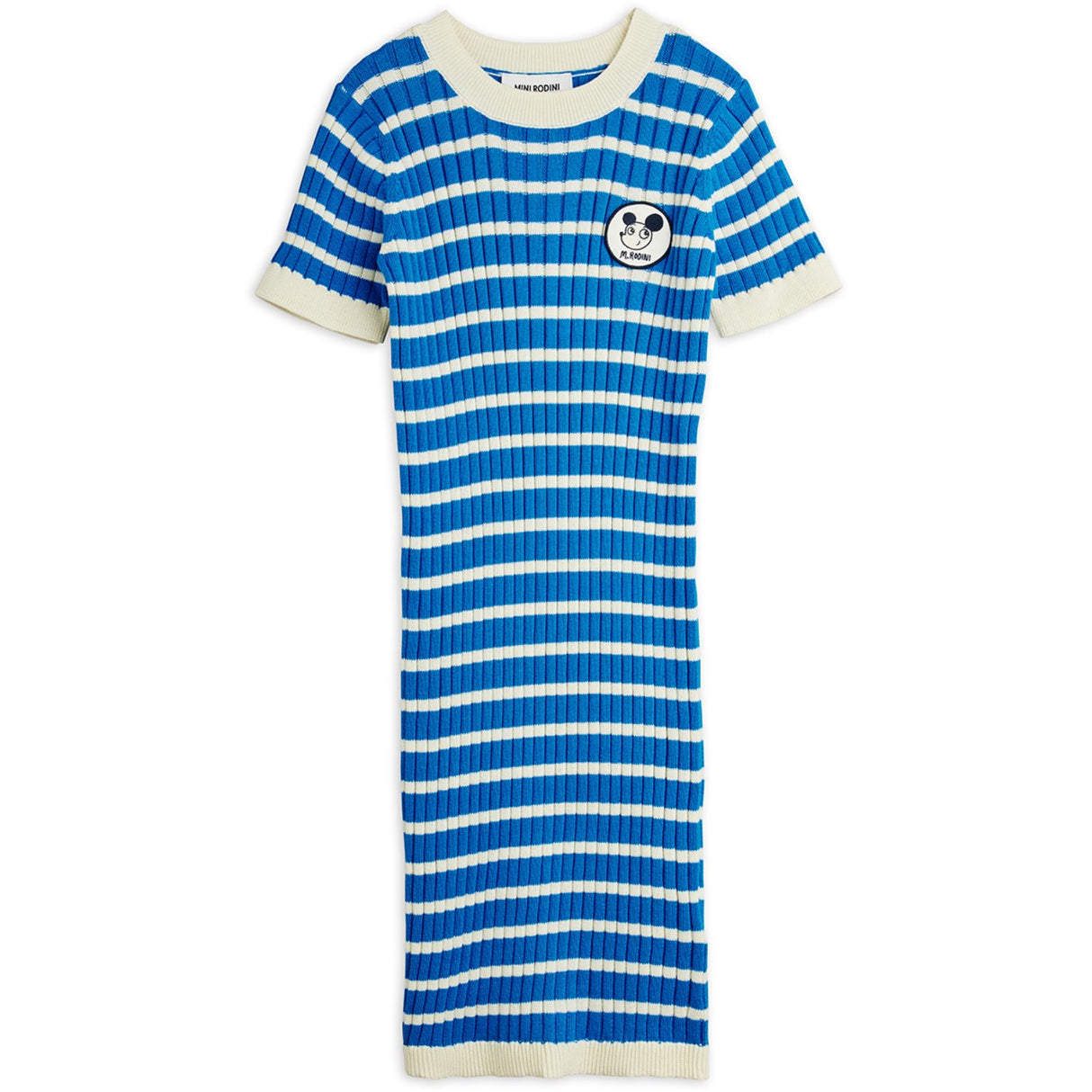 Mini Rodini Blue Ritzratz Patch Rib Knitted Stripe Ss Dress