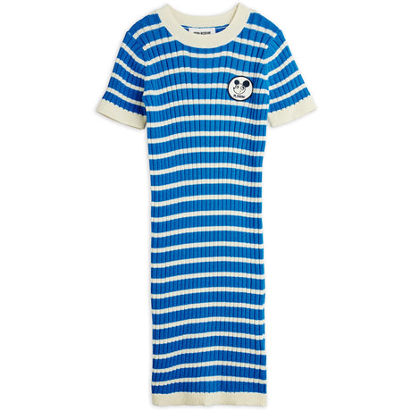 Mini Rodini Blue Ritzratz Patch Rib Knitted Stripe Ss Dress