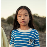 Mini Rodini Blue Ritzratz Patch Rib Knitted Stripe Ss Dress