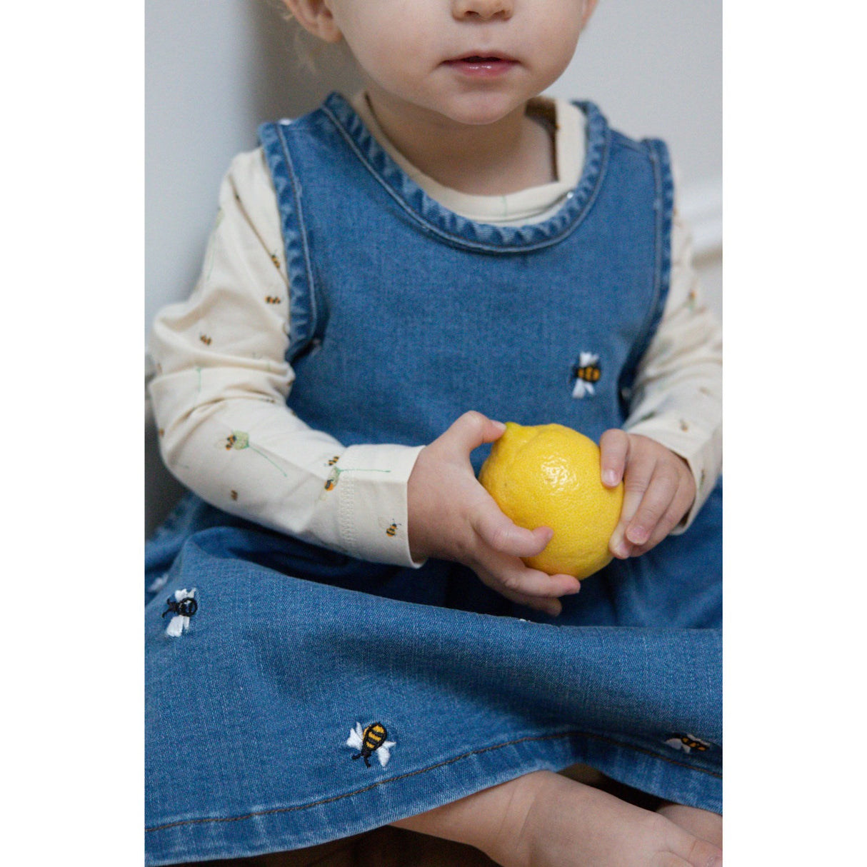 Petit Piao Light Blue Denim Emb Ppjubii S_L Denim Dress