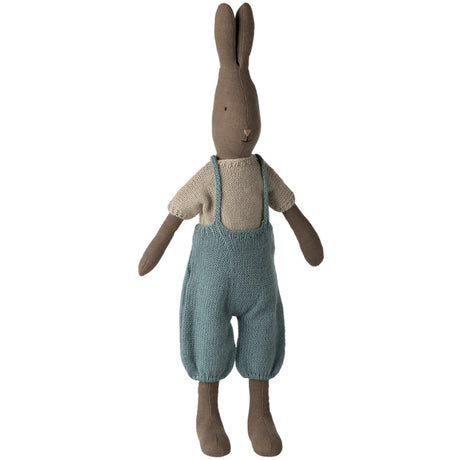 Maileg Kanin, Størrelse 3 - Brun - Knitted Blue And Overall
