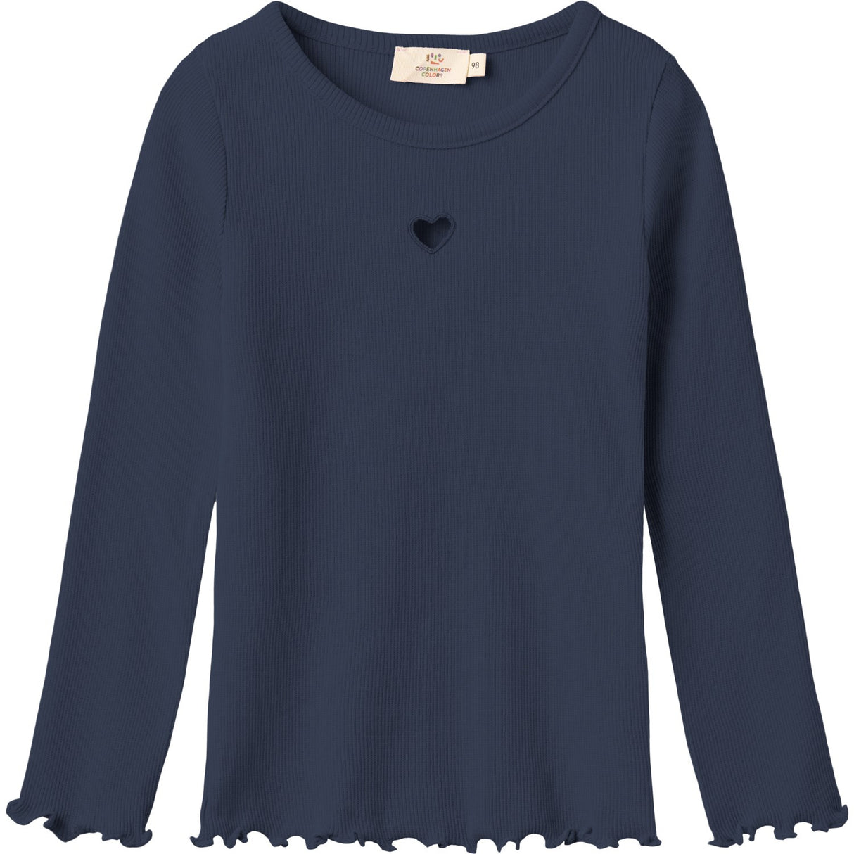 COPENHAGEN COLORS Navy Modal Rib Ls Tee W. Heart Hole Pattern