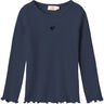 COPENHAGEN COLORS Navy Modal Rib Ls Tee W. Heart Hole Pattern
