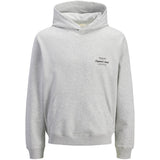 Jack & Jones Junior White Melange Jornorrebro Typo Back Sweat Hood Sn Jnr