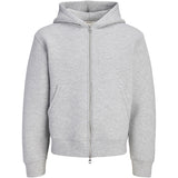 Jack & Jones Junior Light Grey Melange Jcolegacy Sweat Scuba Zip Hood Sn Jnr