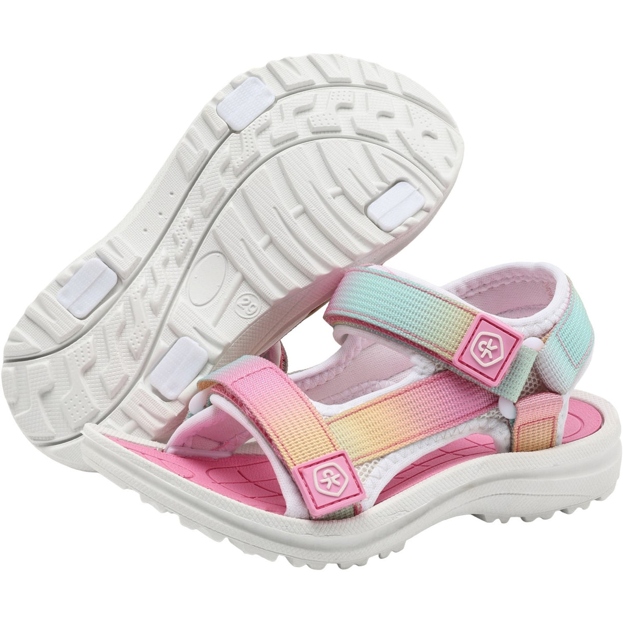 Color Kids Begonia Pink Colorblock Sandals W. Velcro