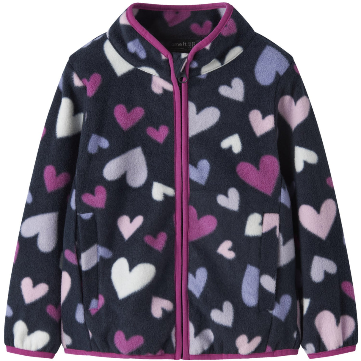 Name It Dark Sapphire Hearts Nmfmeeko Fleece Jacket Aop2 Noos