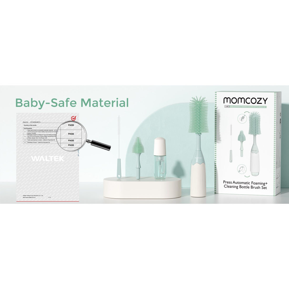 Momcozy Green Push-Press Design Bottle Brush Kit