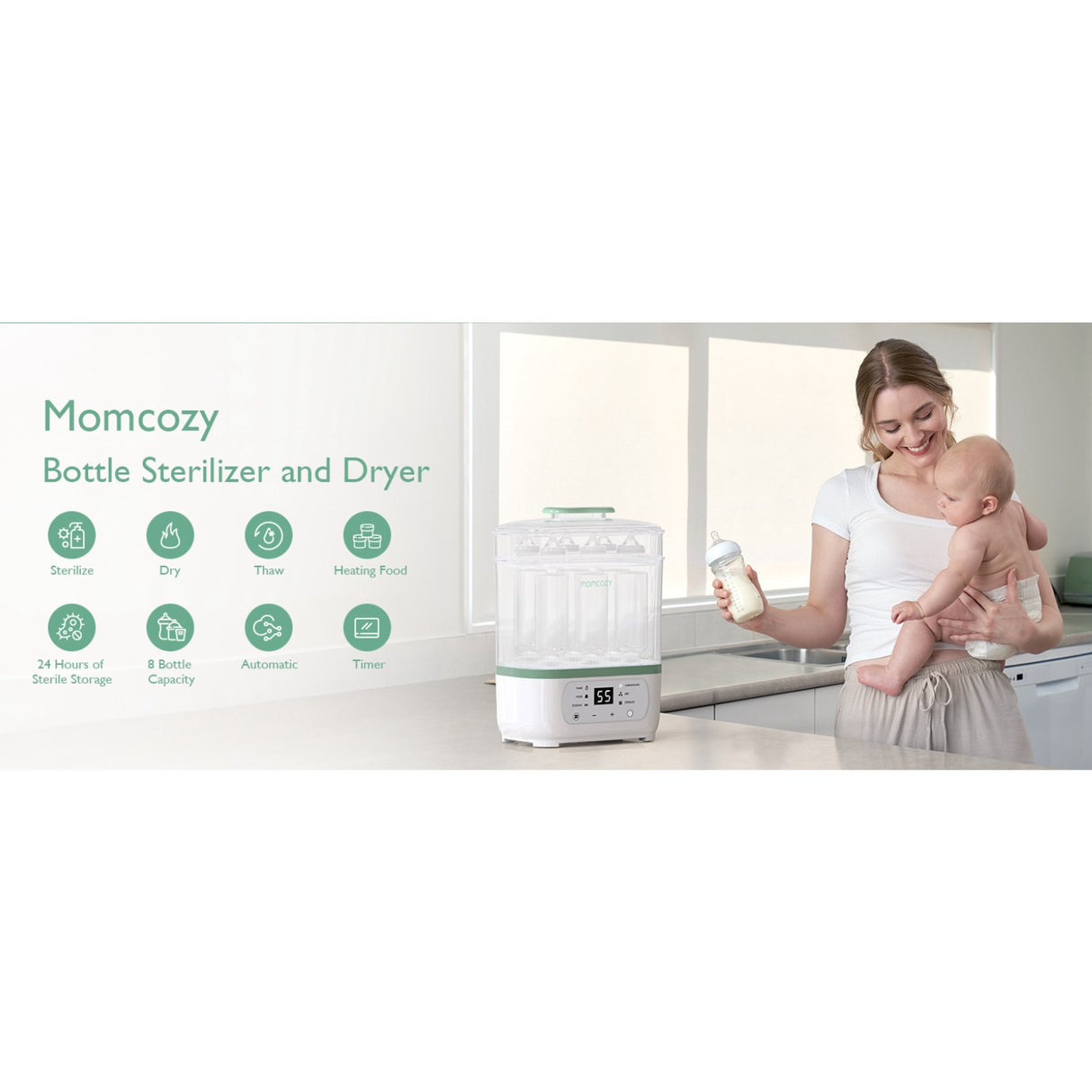 Momcozy 8-in-1 Electric Steam Baby Bottle Sterilizer