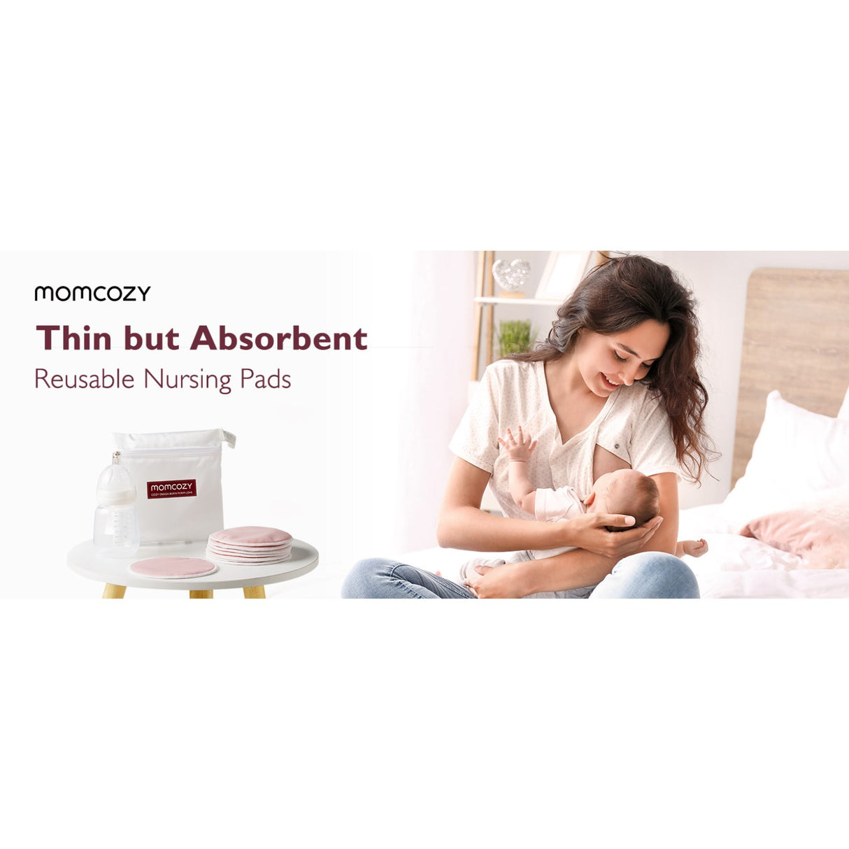 Momcozy Natural Reusable Nursing Pads 6-Pack Thin