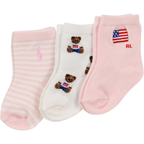Ralph Lauren Baby White/Pink Crew Sock