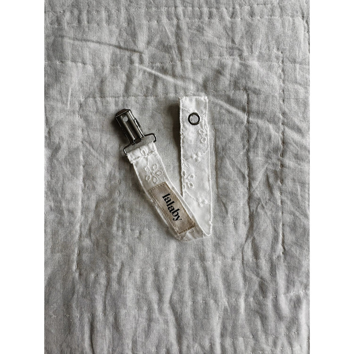 Lalaby Broderie Anglaise Pacifier Clip