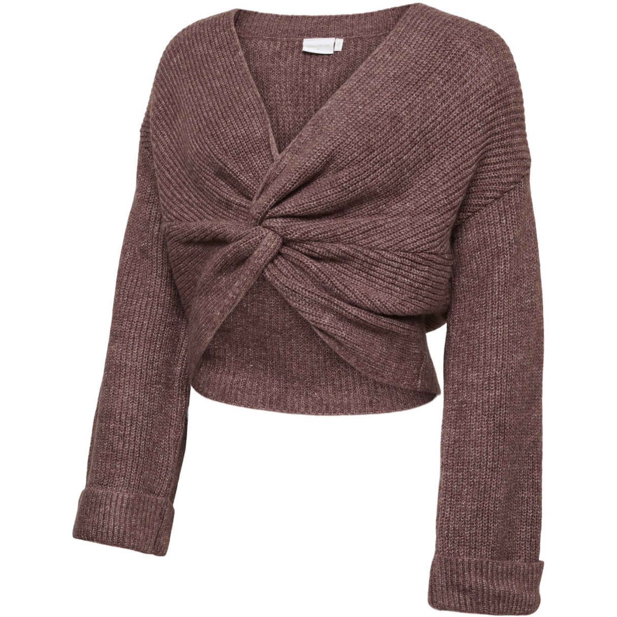 Mama;licious Rose Taupe Melange Mlsvala L/S Crop Knit Top Noos