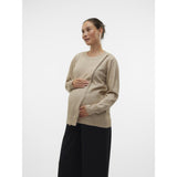 Mama;licious Natural Melange Mlnewanne Iris L/S Knit Top 2F Noos