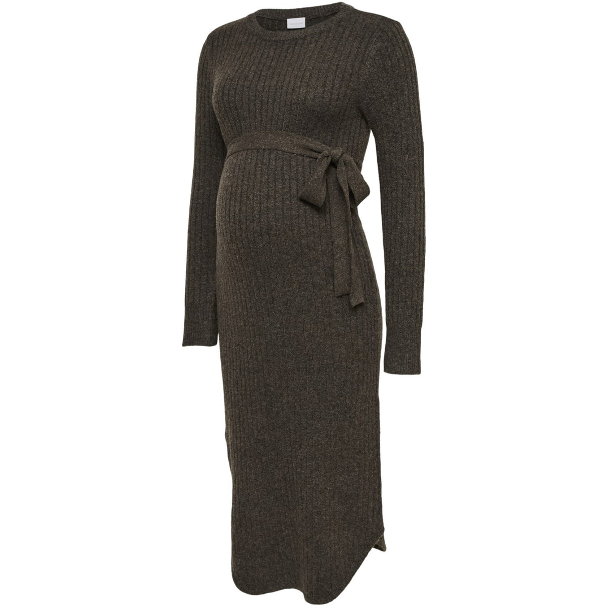 Mama;licious Hot Fudge Melange Mlelin L/S Knit Midi Dress