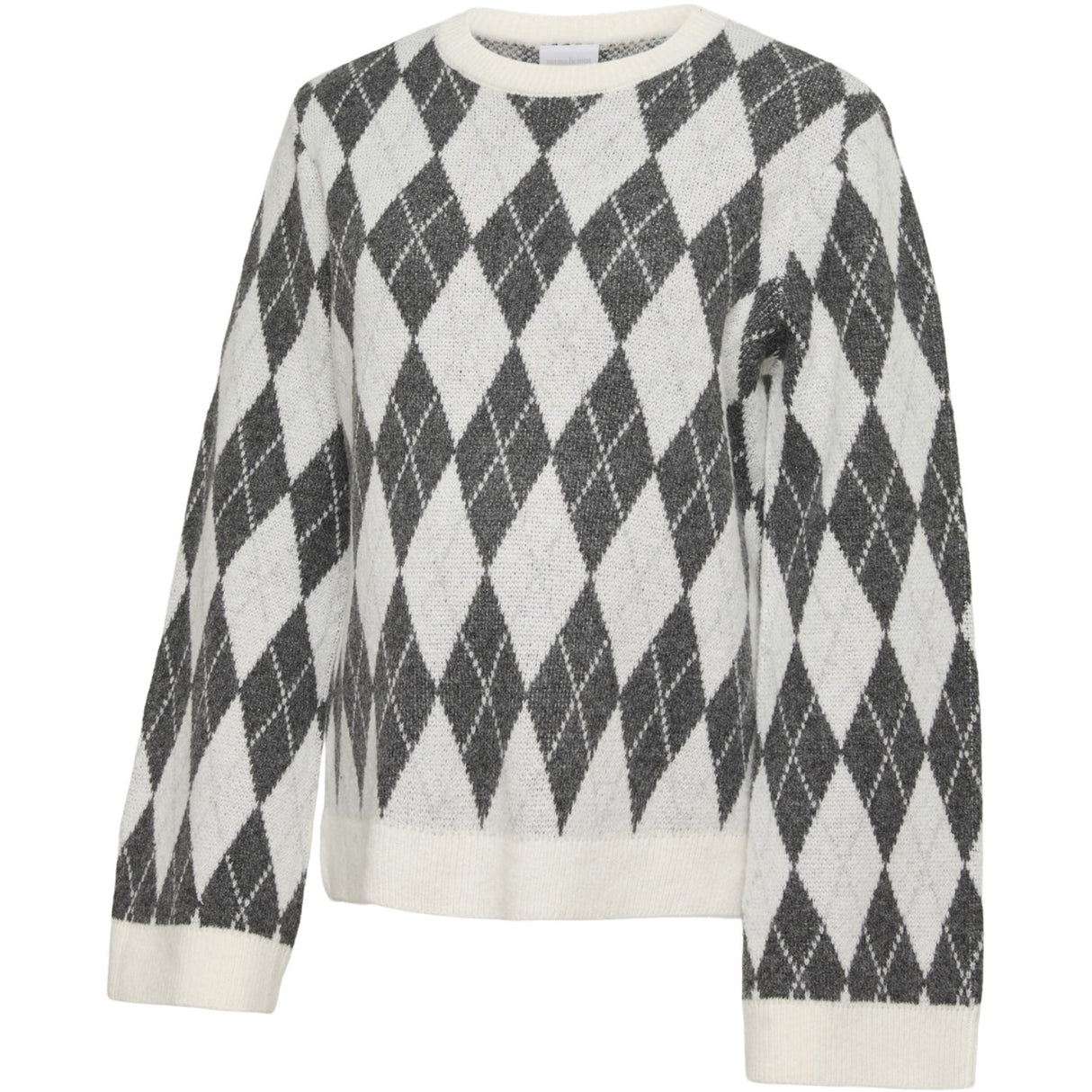 Mama;licious Birch Light Grey And Medium Grey Mlargyle Vita L/S Knit Top 2F