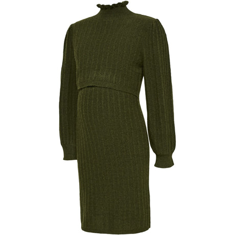 Mama;licious Rifle Green Melange Mlallison June L/S Knit Abk Dress 2F
