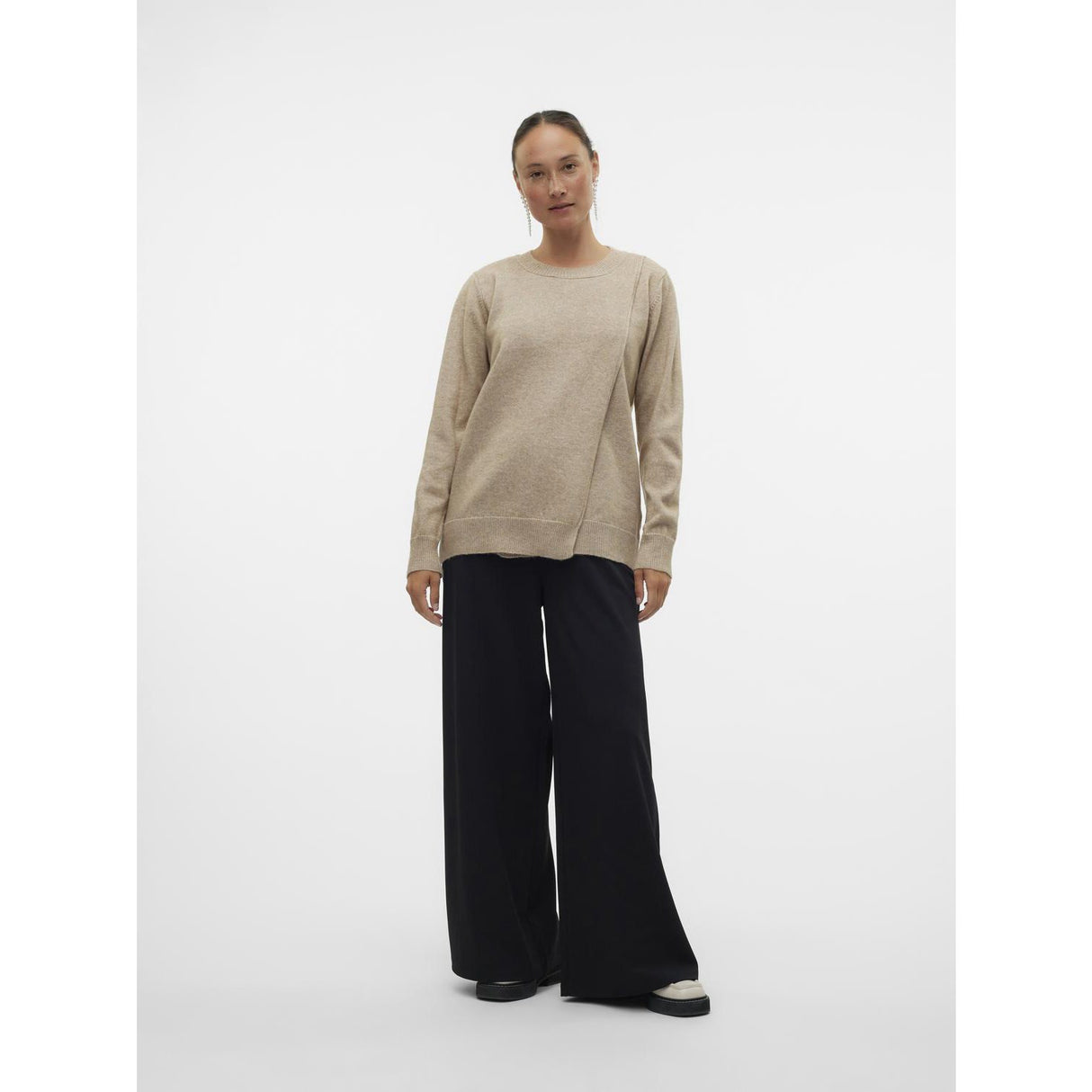Mama;licious Natural Melange Mlnewanne Iris L/S Knit Top 2F Noos