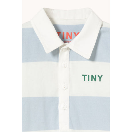 TinyCottons Washed Blue Stripes Knit Polo One-Piece