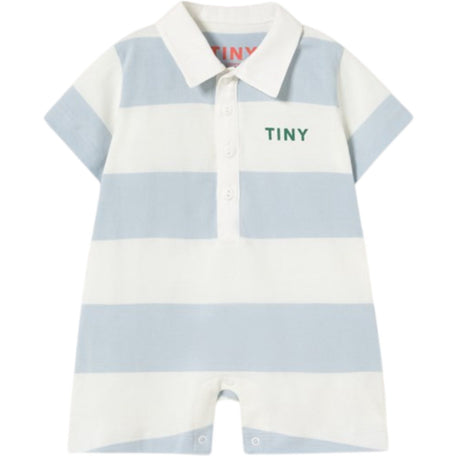 TinyCottons Washed Blue Stripes Knit Polo One-Piece