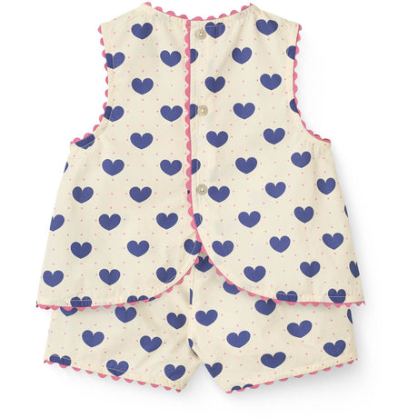 COPENHAGEN COLORS Heart Aop Ocean X Luksusbaby Heart And Dots Blouse W Short Set