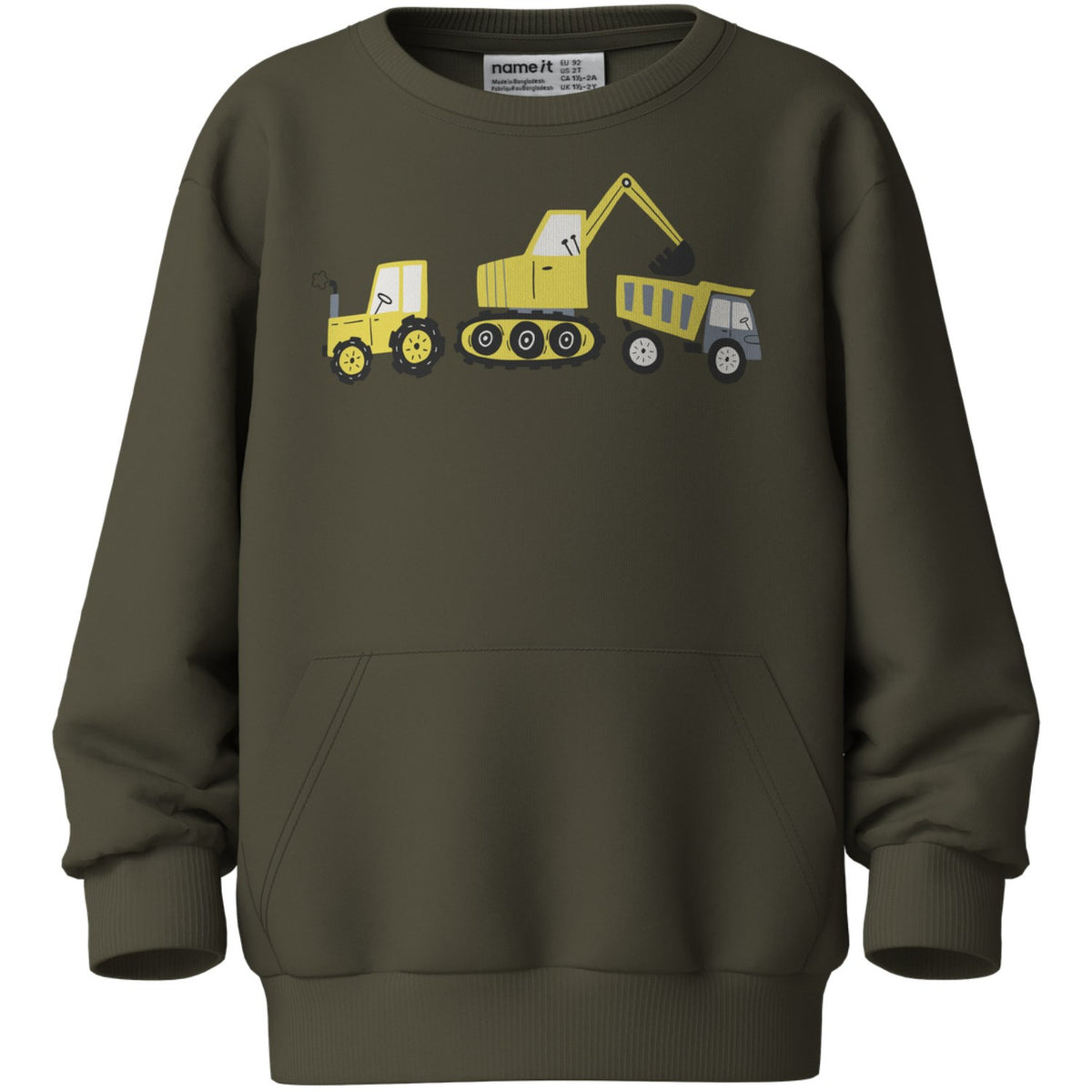 Name It Olive Night Excavator Nmmvugo Ls Nreg Sweat Bru