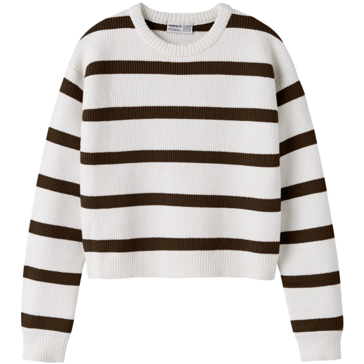 Name It Cloud Dancer Chocolate Plum Nkfvnilla Ls Sh Knit