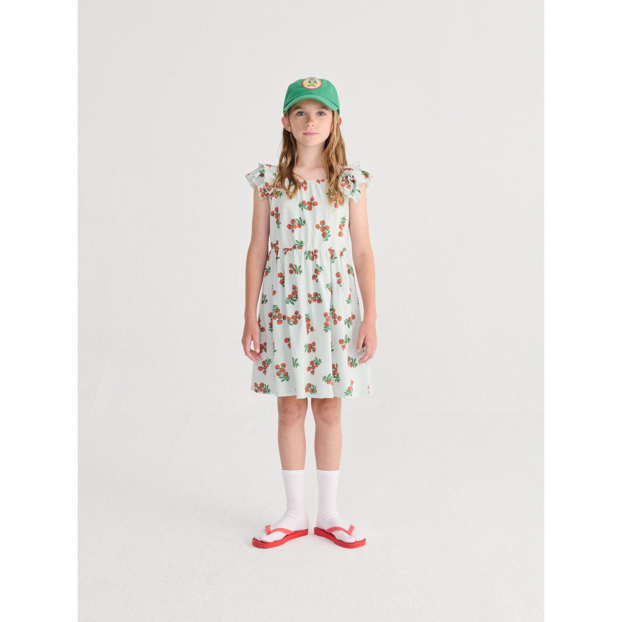 Bobo Choses Light Blue Juicy Tomatoes All Over Ruffled Dress