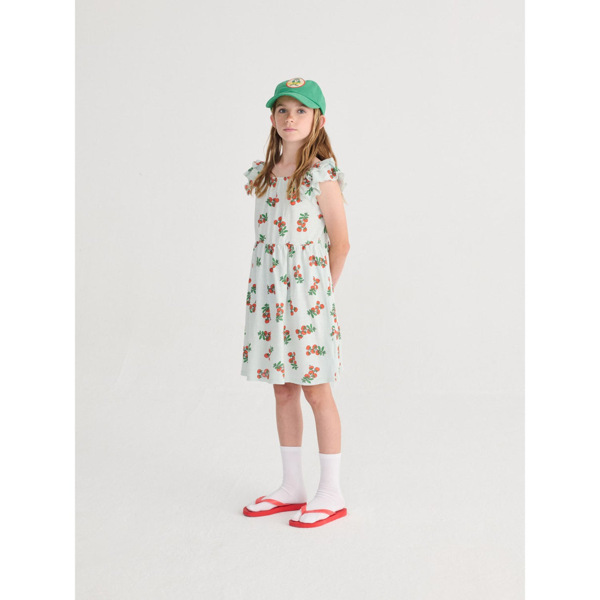 Bobo Choses Light Blue Juicy Tomatoes All Over Ruffled Dress