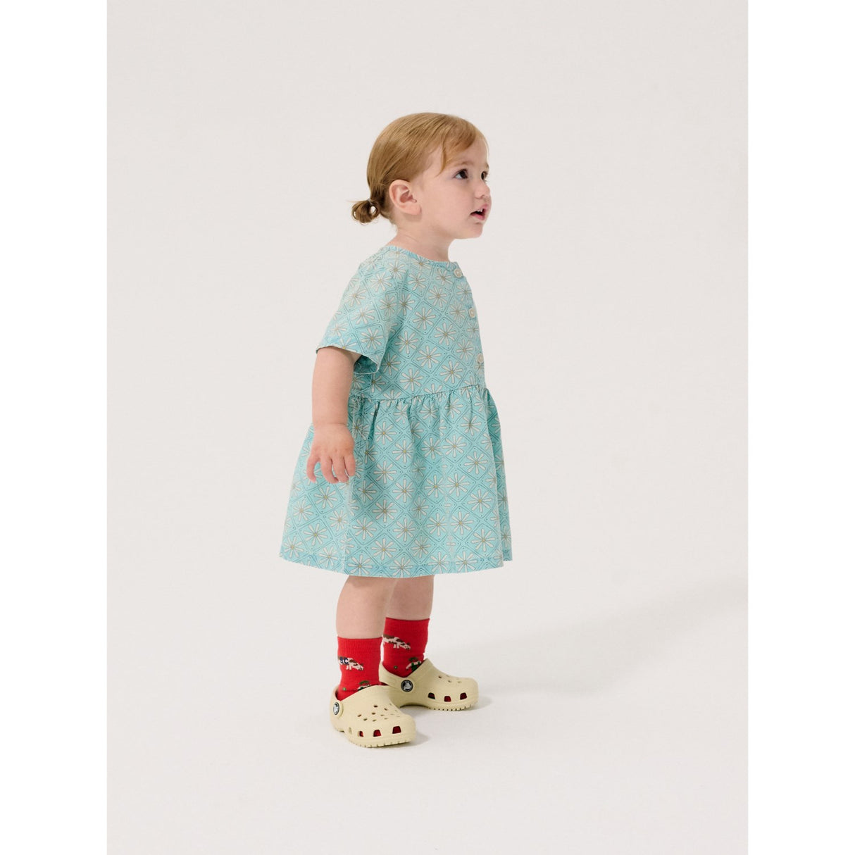 Bobo Choses Light Blue Daisy Mosaic All Over Woven Dress