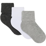 Minymo Light Grey Melange Baby 2X2 Rib Sock 3-Pack