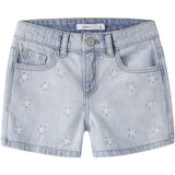 Name It Light Blue Bleached Denim Stars Nkfbella Reg Dnm Shorts 3674-Be Noos