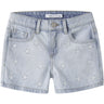 Name It Light Blue Bleached Denim Stars Nkfbella Reg Dnm Shorts 3674-Be Noos