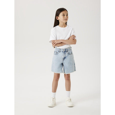 Name It Light Blue Bleached Denim Nkfbella Hw Wide Dnm Shorts 1488-Be Noos