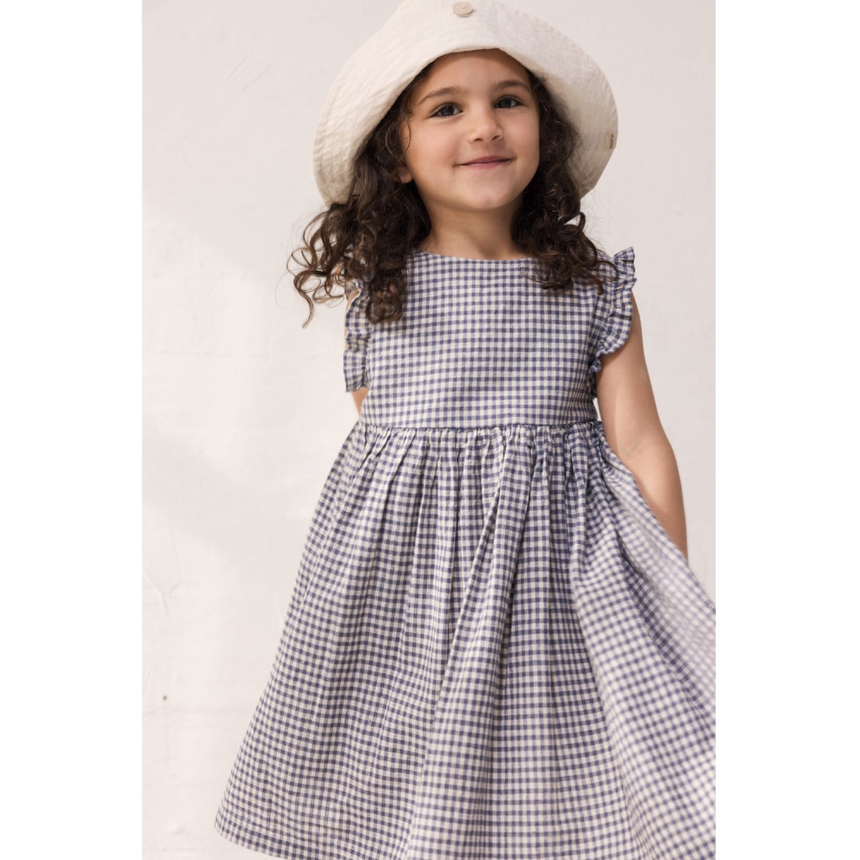 MarMar Cotton Linen Marine Check Darame Dress