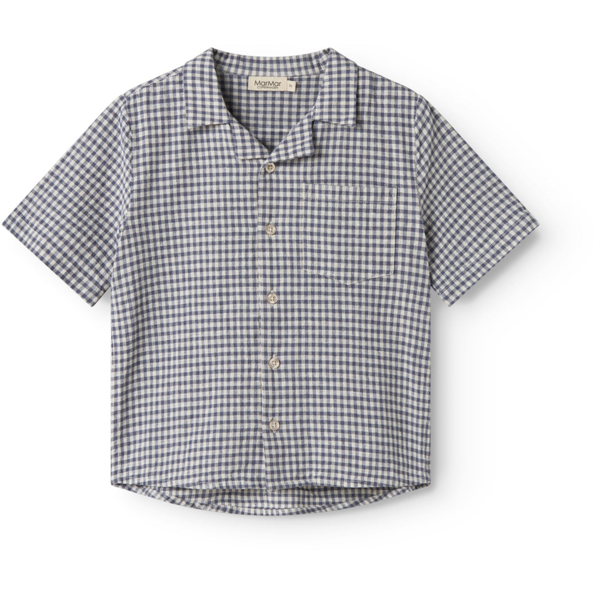 MarMar Cotton Linen Marine Check Tage Shirt