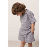 MarMar Cotton Linen Marine Check Tage Shirt
