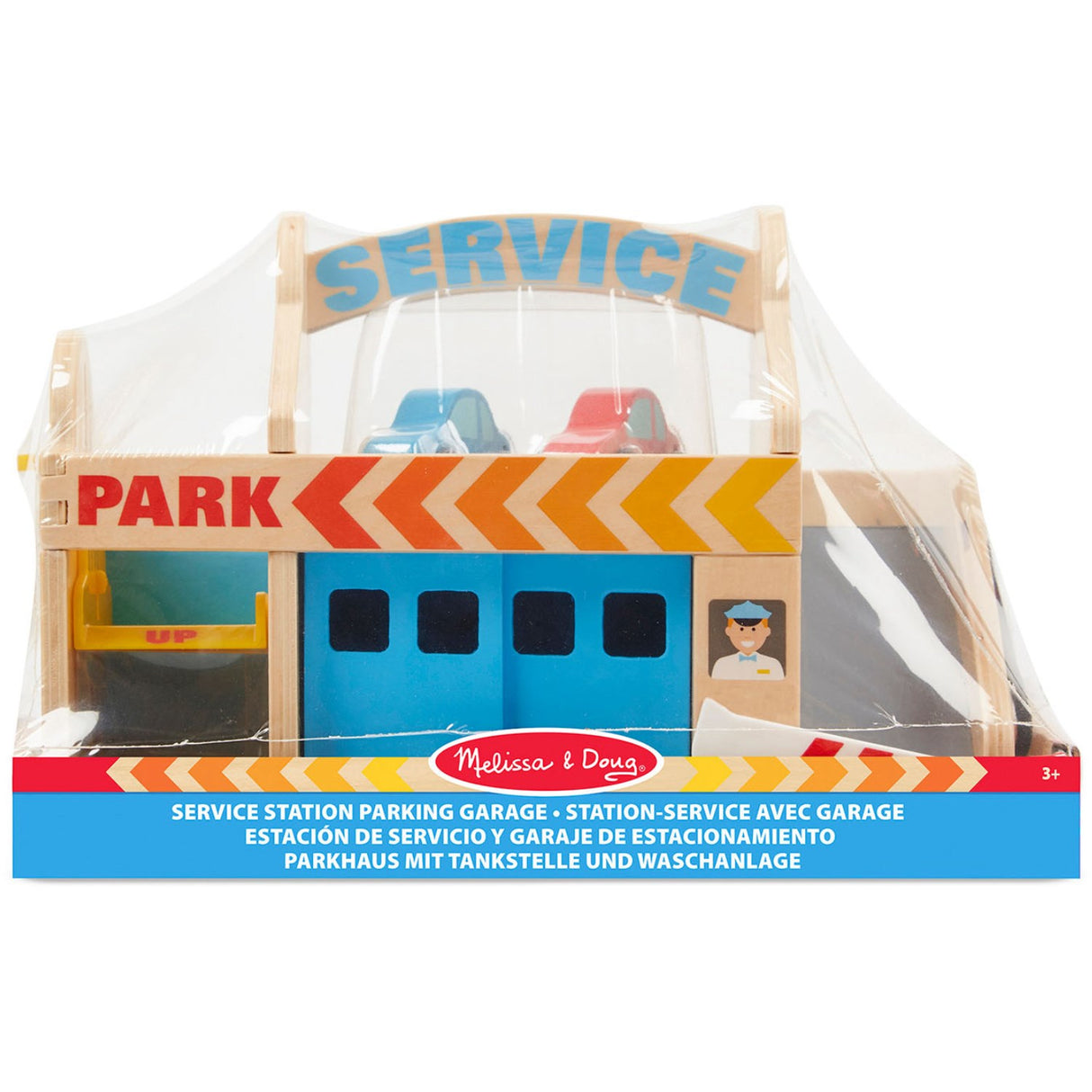 Melissa & Doug Multifarvet Parkeringshus With Bilvask Og Tankstation